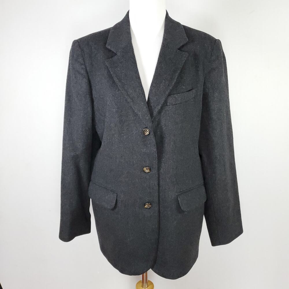 Vintage LL Bean Wool Cashmere Blazer Academia Jacket Career Office Classic Sz 14